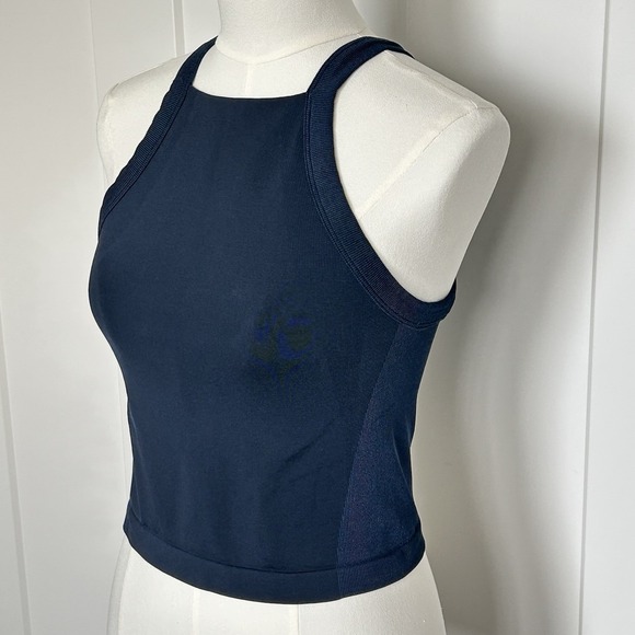 lululemon athletica Tops - Lululemon High-Neck Cropped Racerback Tank Top Women's 10/12? - Navy Blue EUC!!
